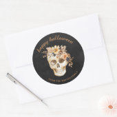 Rustieke Bloemen Schedel Halloween Square Sticker (Envelop)