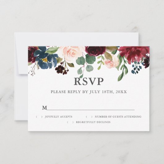 Rustieke Bloemen Script Huwelijk RSVP (Voorkant)