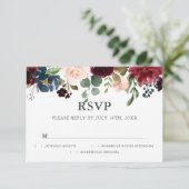 Rustieke Bloemen Script Huwelijk RSVP (Staand voorkant)
