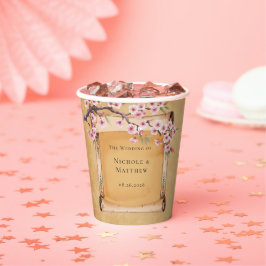 Rustieke Bloemen Scroll Kersenbloesem Huwelijk Papieren Bekers