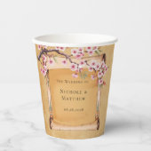 Rustieke Bloemen Scroll Kersenbloesem Huwelijk Papieren Bekers (Voorkant)