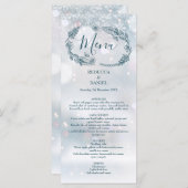 Rustieke Bloemen Sneeuwvlokken Winter Bruiloft Menu (Voorkant / Achterkant)