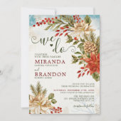 Rustieke Bloemen Snowy Mistletoe Winter Wedding Kaart (Voorkant)