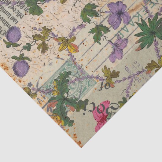 Rustieke  Bloemen Stempel Lettering Decoupage Tissuepapier (Detail)