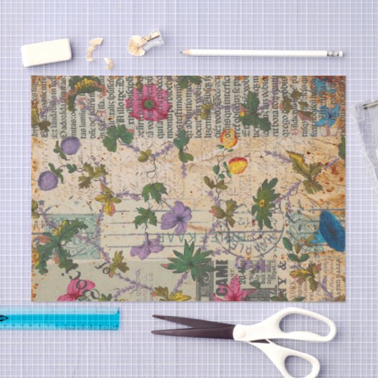Rustieke  Bloemen Stempel Lettering Decoupage Tissuepapier (Craft)