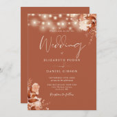 Rustieke Bloemen String Licht Terracotta Herfst Br Kaart (Voorkant / Achterkant)