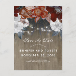 Rustieke Bloemen String Lights Barn Save the Date Aankondigingskaart