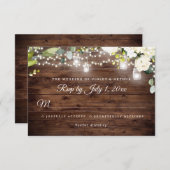 Rustieke Bloemen String Lights Huwelijk RSVP Kaart (Voorkant / Achterkant)