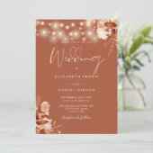 Rustieke Bloemen String Lights QR Code Herfst Brui Kaart (Staand voorkant)