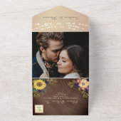 Rustieke Bloemen String Lights Wedding All In One Uitnodiging (Buitenkant)