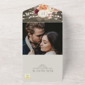 Rustieke Bloemen String Lights Wedding All In One Uitnodiging (Buitenkant)