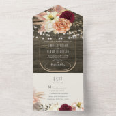 Rustieke Bloemen String Lights Wedding All In One Uitnodiging (Binnen)