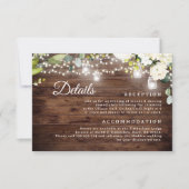 Rustieke Bloemen String Lights Wedding Details Kaa Kaart (Voorkant)