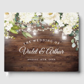Rustieke Bloemen String Lights Wedding Gastenboek (Voorkant)
