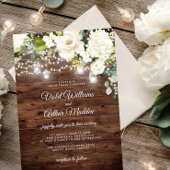 Rustieke Bloemen String Lights Wedding Kaart