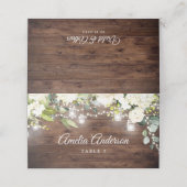 Rustieke Bloemen String Lights Wedding Plaatskaartje (Buitenkant ongevouwen)