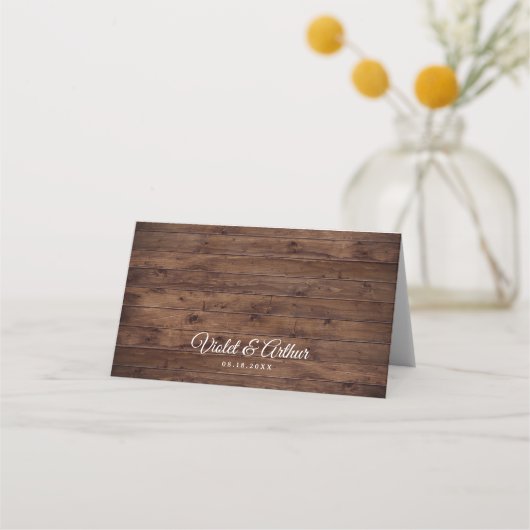 Rustieke Bloemen String Lights Wedding Plaatskaartje (Achterkant)