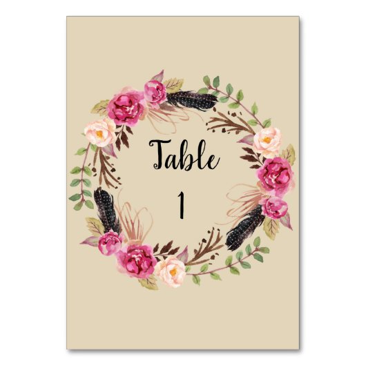 Rustieke Bloemen Tafelnummers Boho Tafelnummer Kaa (Voorkant)
