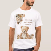 Rustieke Bloemen Teddybeer Baby shower T-shirt (Voorkant)