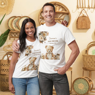 Rustieke Bloemen Teddybeer Baby shower T-shirt