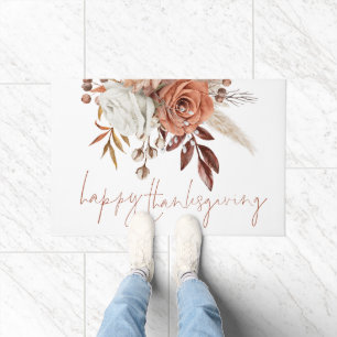 Rustieke Bloemen Terracotta Happy Thanksgiving Deurmat