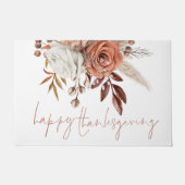 Rustieke Bloemen Terracotta Happy Thanksgiving Deurmat (Voorkant)