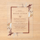 Rustieke Bloemen Terracotta Pampas Grass Boho Wedd Acryl Uitnodigingen (Voorkant)