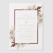 Rustieke Bloemen Terracotta Pampas Grass Boho Wedd Vellum Uitnodigingen (Voorkant)