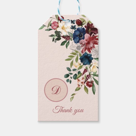 Rustieke Bloemen Thanksgiving Custom Monogram Cadeaulabel (Voorkant)