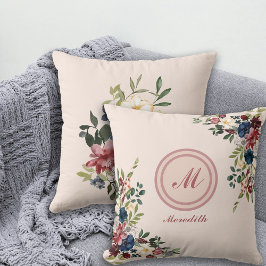 Rustieke Bloemen Thanksgiving Custom Monogram Kussen