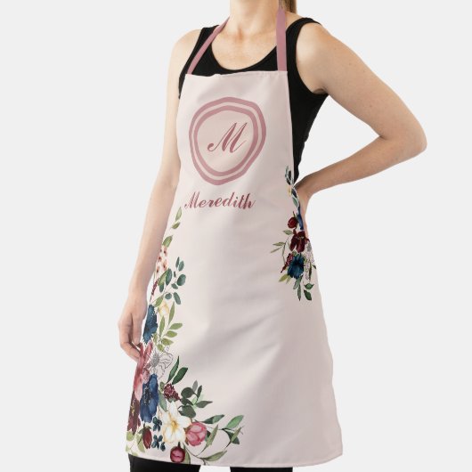 Rustieke Bloemen Thanksgiving Custom Monogram Schort (Insitu)