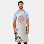 Rustieke Bloemen Thanksgiving Custom Monogram Schort (Gedragen)