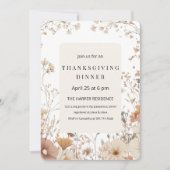 Rustieke Bloemen Thanksgiving Diner Neutraal Kaart (Voorkant)
