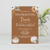 Rustieke Bloemen Thanksgiving Invitation Kaart (Staand voorkant)