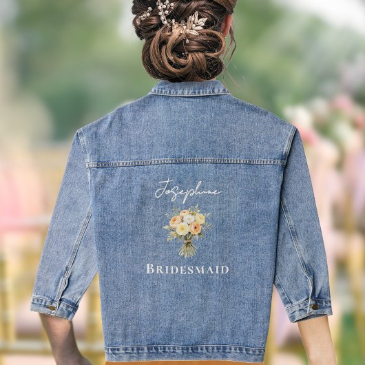 Rustieke Bloemen Trouwen Bruidsmeisje Custom Denim Jacket