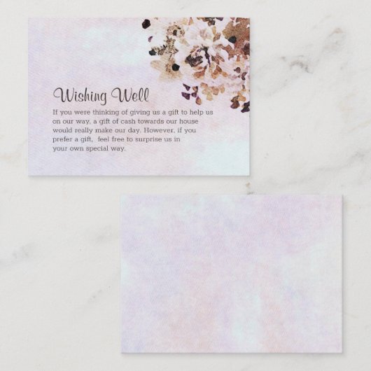 Rustieke Bloemen Trouwen Wishing Well Informatiekaartje (Voorkant / Achterkant)
