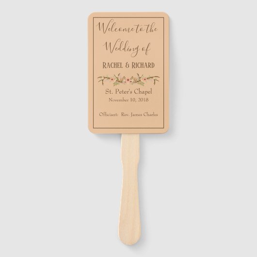 Rustieke Bloemen Trouwprogramma Handwaaier (Voorkant)