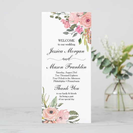 Rustieke Bloemen Trouwprogramma Programmakaart (Staand voorkant)