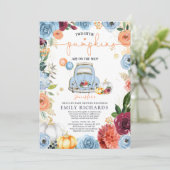 Rustieke Bloemen Twin Pompoen Drive door Baby show Kaart (Staand voorkant)