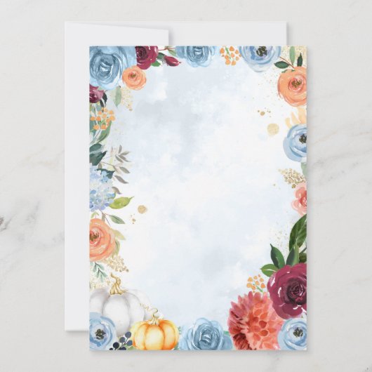 Rustieke Bloemen Twin Pompoen Drive door Baby show Kaart (Achterkant)