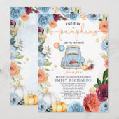 Rustieke Bloemen Twin Pompoen Drive door Baby show Kaart (Voorkant / Achterkant)