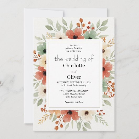 Rustieke Bloemen Uitnodiging Achtergrond (Voorkant)