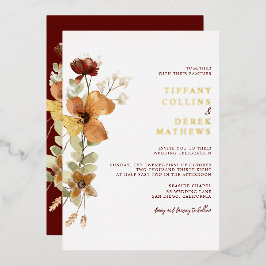 Rustieke Bloemen Verbrande Sinaasappel Herfst Brui Folie Uitnodiging