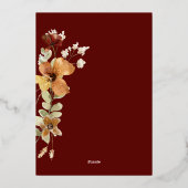 Rustieke Bloemen Verbrande Sinaasappel Herfst Brui Folie Uitnodiging (Achterkant)