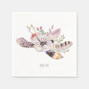 Rustieke Bloemen & Veren Boho Chic Custom Party Servet