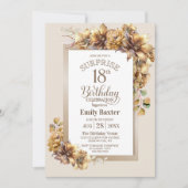 Rustieke Bloemen Verrassing 18e Verjaardagsfeest Kaart (Voorkant)