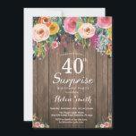 Rustieke Bloemen Verrassing 40e verjaardag Uitnodi Kaart<br><div class="desc">Rustic Floral Surprise 40e verjaardag uitnodiging voor vrouwen. Waterverf Bloemenbloem, rustieke houten achtergrond. retro. Verjaardag voor volwassenen. Vrouwen Meisje Lady Teen Tiener Bday Bash Uitnodigen. 13e 15e 16e 18e 20e 21e 30e 40e 50e 60e 70e 80e 90e 100e. Elke leeftijd. Voor verdere aanpassing klikt u op de knop "Aanpassen" en...</div>