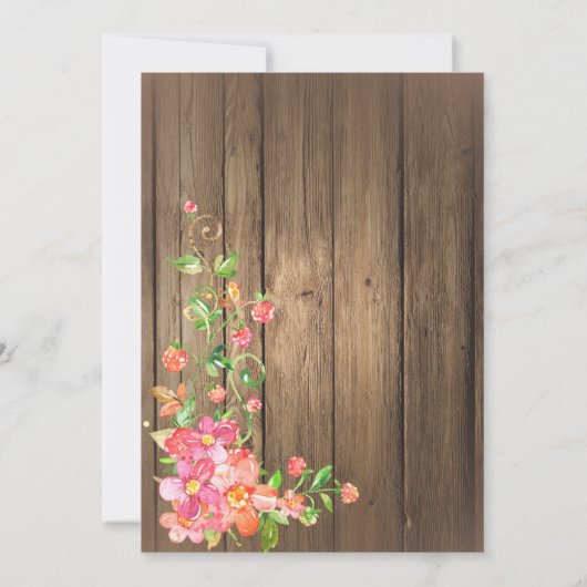 Rustieke Bloemen Verrassing 50e Verjaardag Uitnodi Kaart (Achterkant)