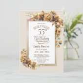 Rustieke Bloemen Verrassing 55e Verjaardagsfeest Kaart (Staand voorkant)