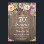 Rustieke Bloemen Verrassing 70e Verjaardag Uitnodi Kaart<br><div class="desc">Rustic Floral Surprise 70e verjaardag uitnodiging voor vrouwen. Waterverf Bloemenbloem, rustieke houten achtergrond. retro. Verjaardag voor volwassenen. Vrouwen Meisje Lady Teen Tiener Bday Bash Uitnodigen. 13e 15e 16e 18e 20e 21e 30e 40e 50e 60e 70e 80e 90e 100e. Elke leeftijd. Voor verdere aanpassing klikt u op de knop "Aanpassen" en...</div>
